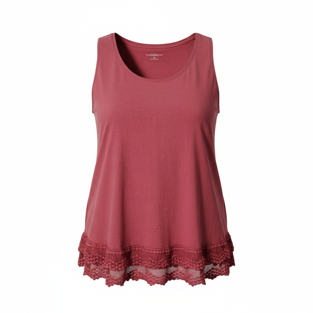 Croft & Barrow Tank Top  Women's Size XL Lace Hem Pink
